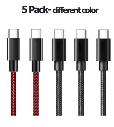 5 Pack 3A Type C Cable