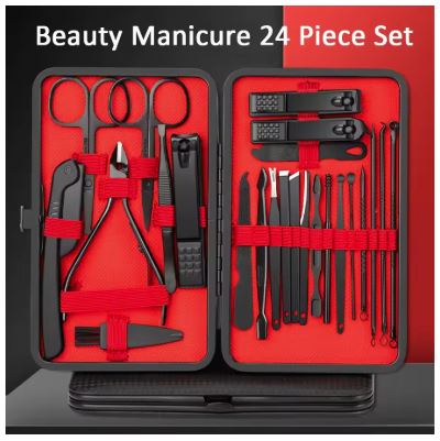 7/10/12/18/20/24PCS Set Professional Manicure Set Kits Stainless Steel Fingernail Toenail Clippers Set with Leather Portable